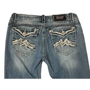 Miss Me EasyBootcut Jeans Size 30 x 33 Mid Rise Y2K Denim Bling Medium Wash
